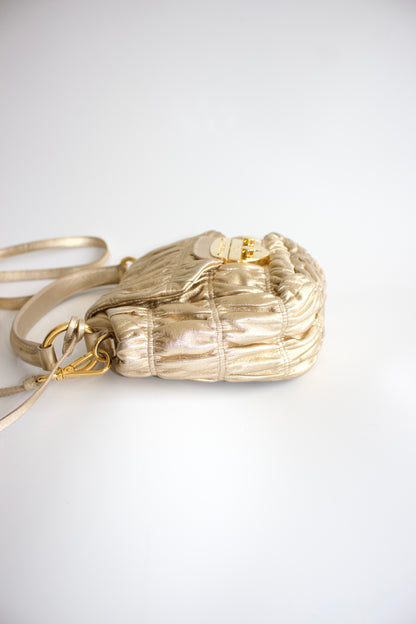 Prada golden gaufre leather crossbody bag