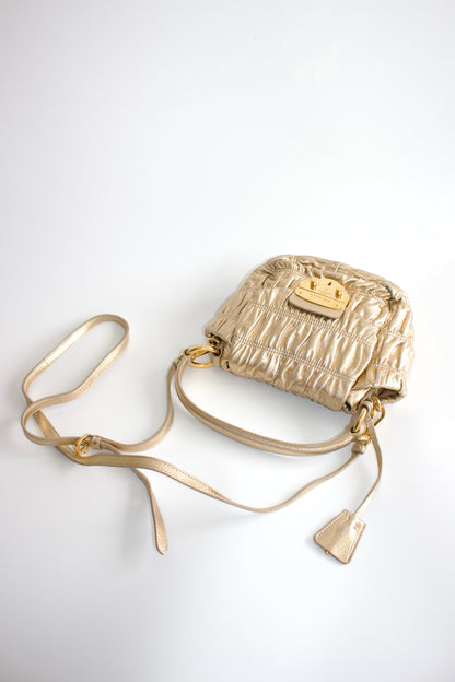 Prada golden gaufre leather crossbody bag