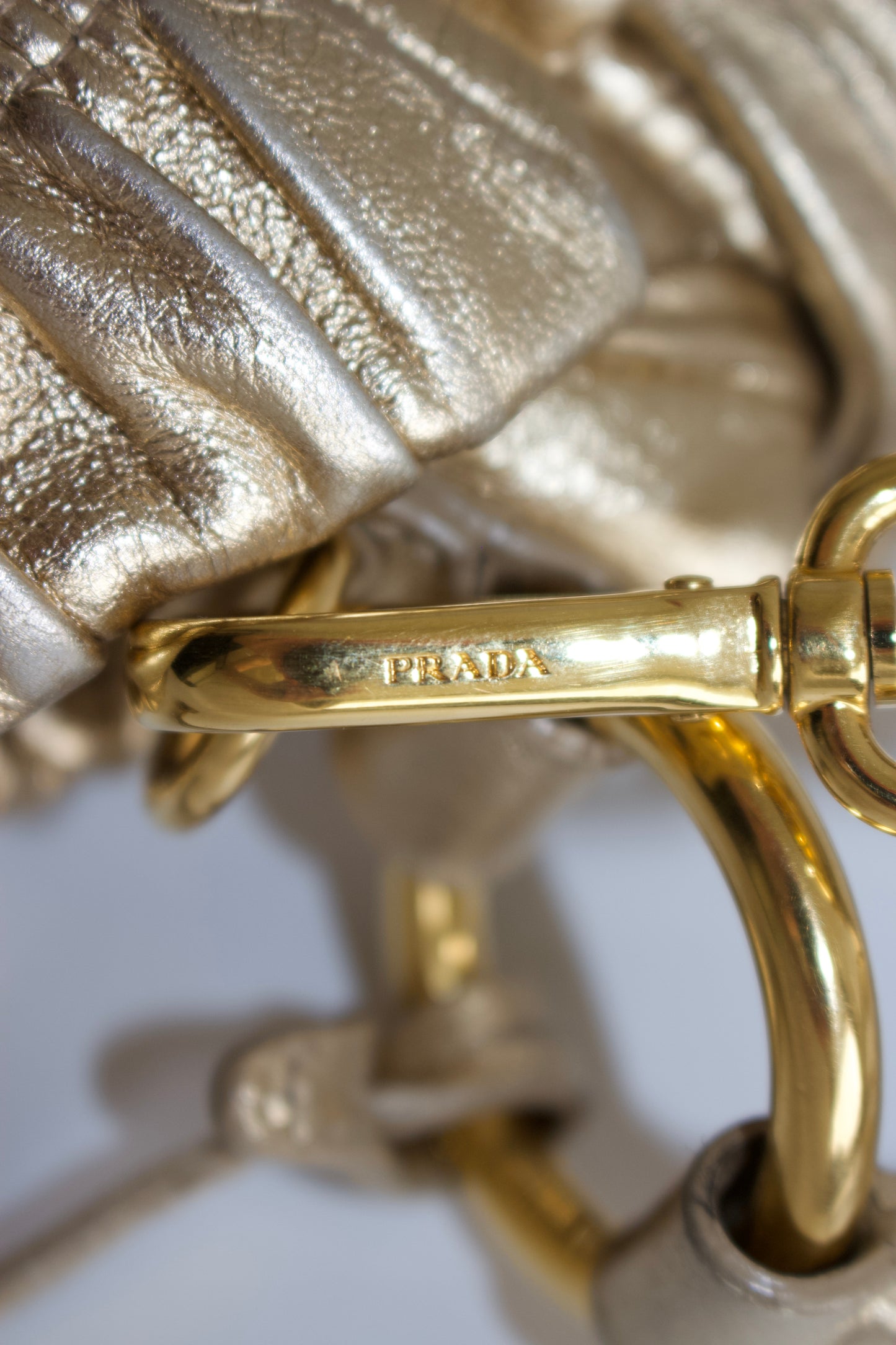 Prada golden gaufre leather crossbody bag