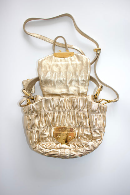 Prada golden gaufre leather crossbody bag