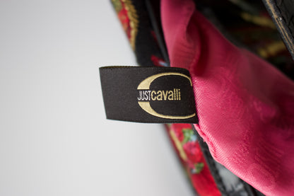 Roberto Cavalli 2000s black velvet embroidered shoulder bag
