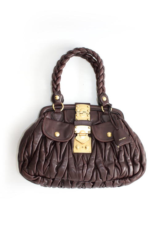 Miu Miu FW 2006 brown matelassé leather Coffer handbag