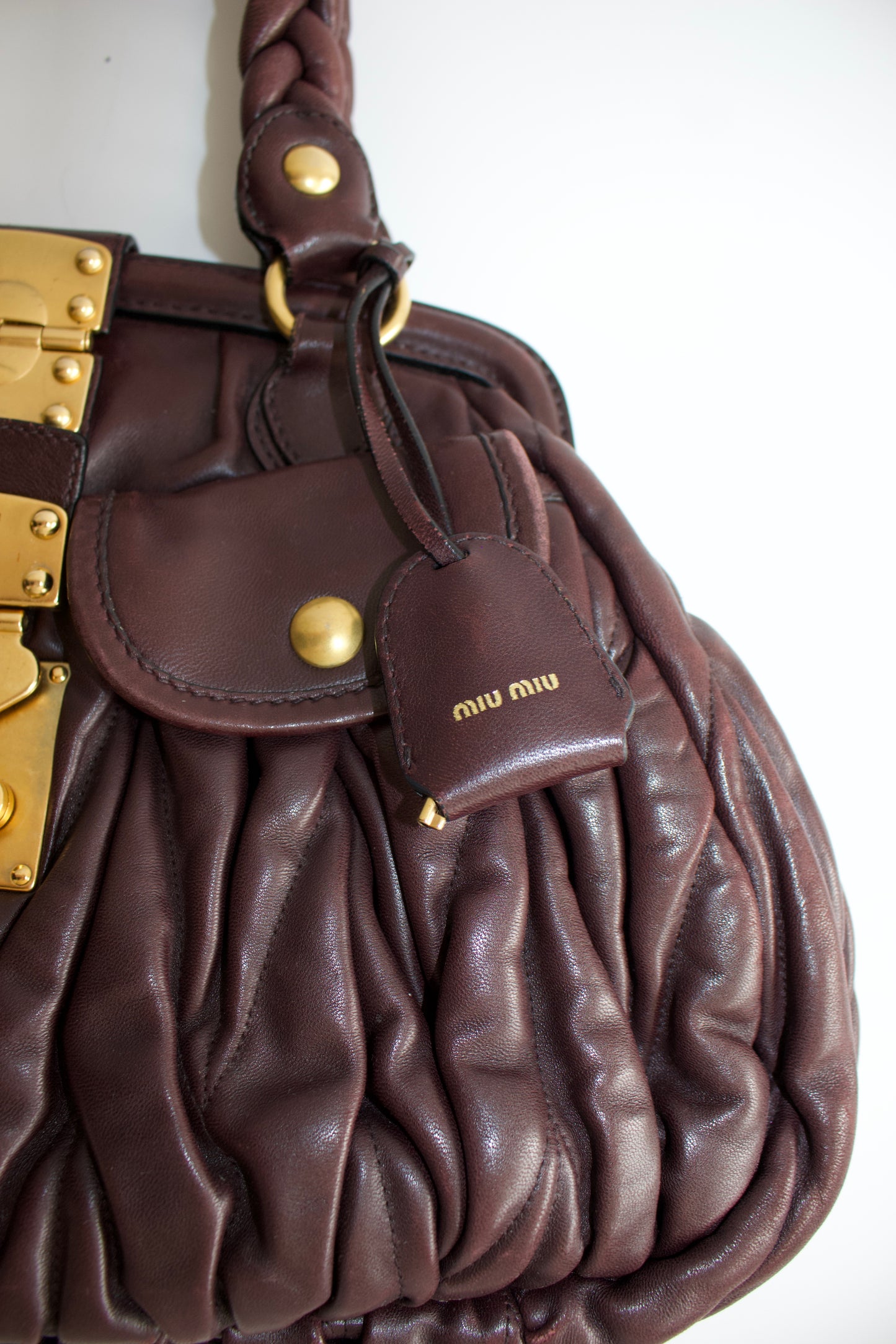 Miu Miu FW 2006 brown matelassé leather Coffer handbag