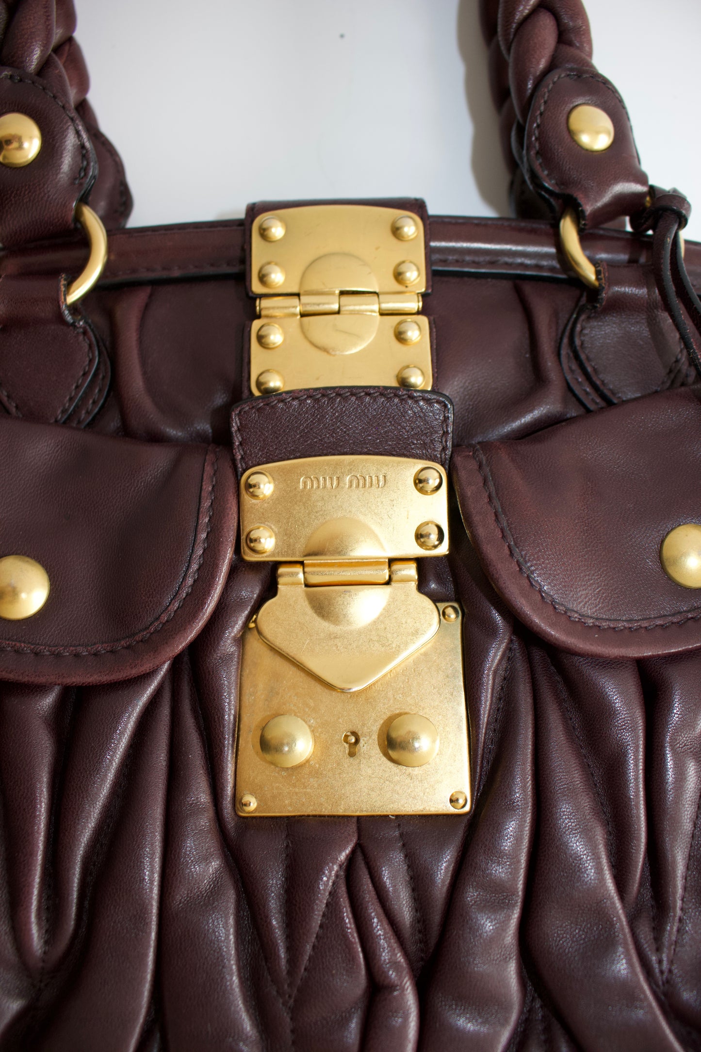 Miu Miu FW 2006 brown matelassé leather Coffer handbag
