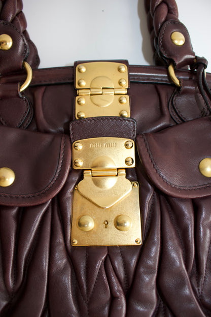 Miu Miu FW 2006 brown matelassé leather Coffer handbag