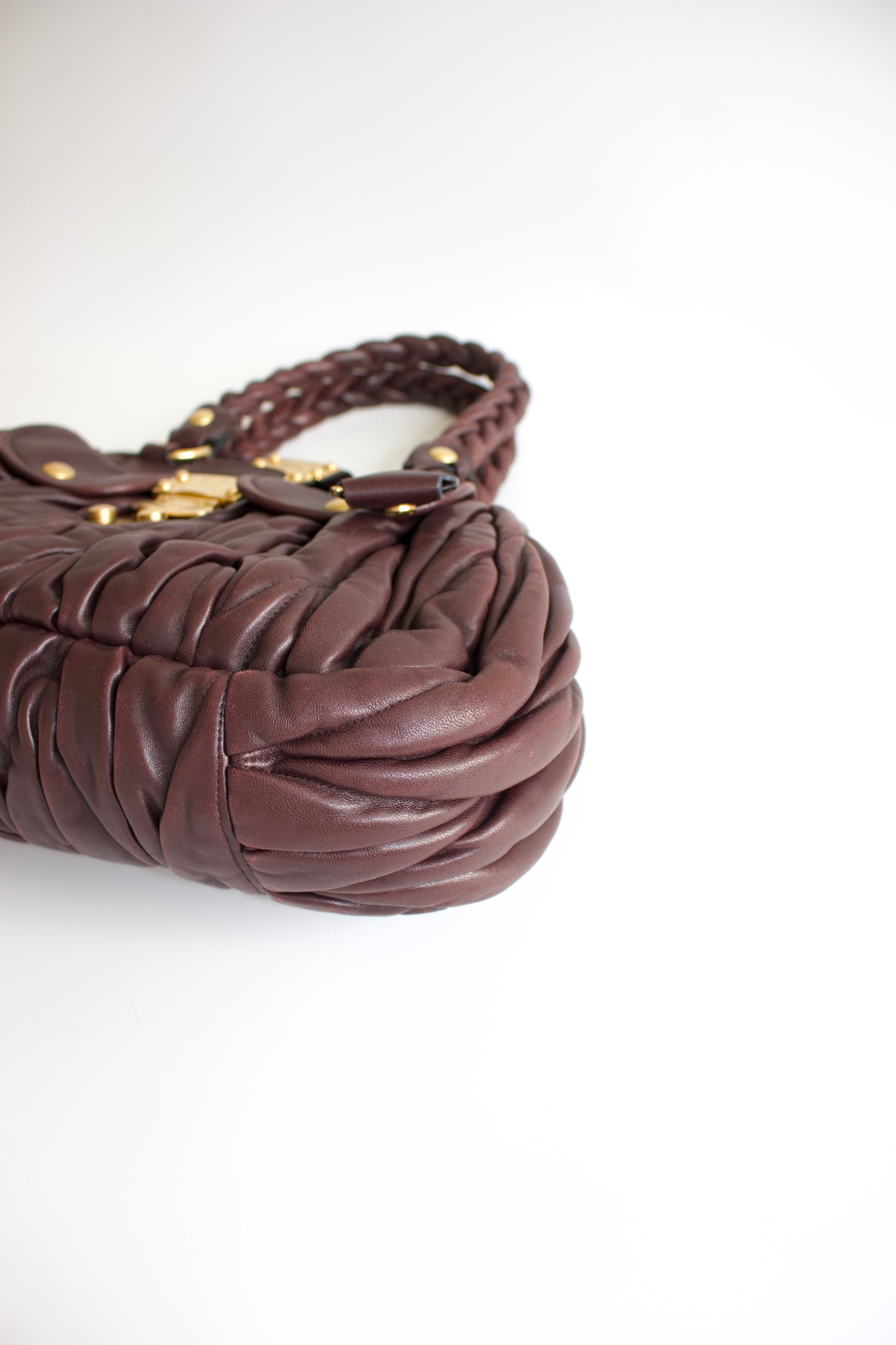 Miu Miu FW 2006 brown matelassé leather Coffer handbag