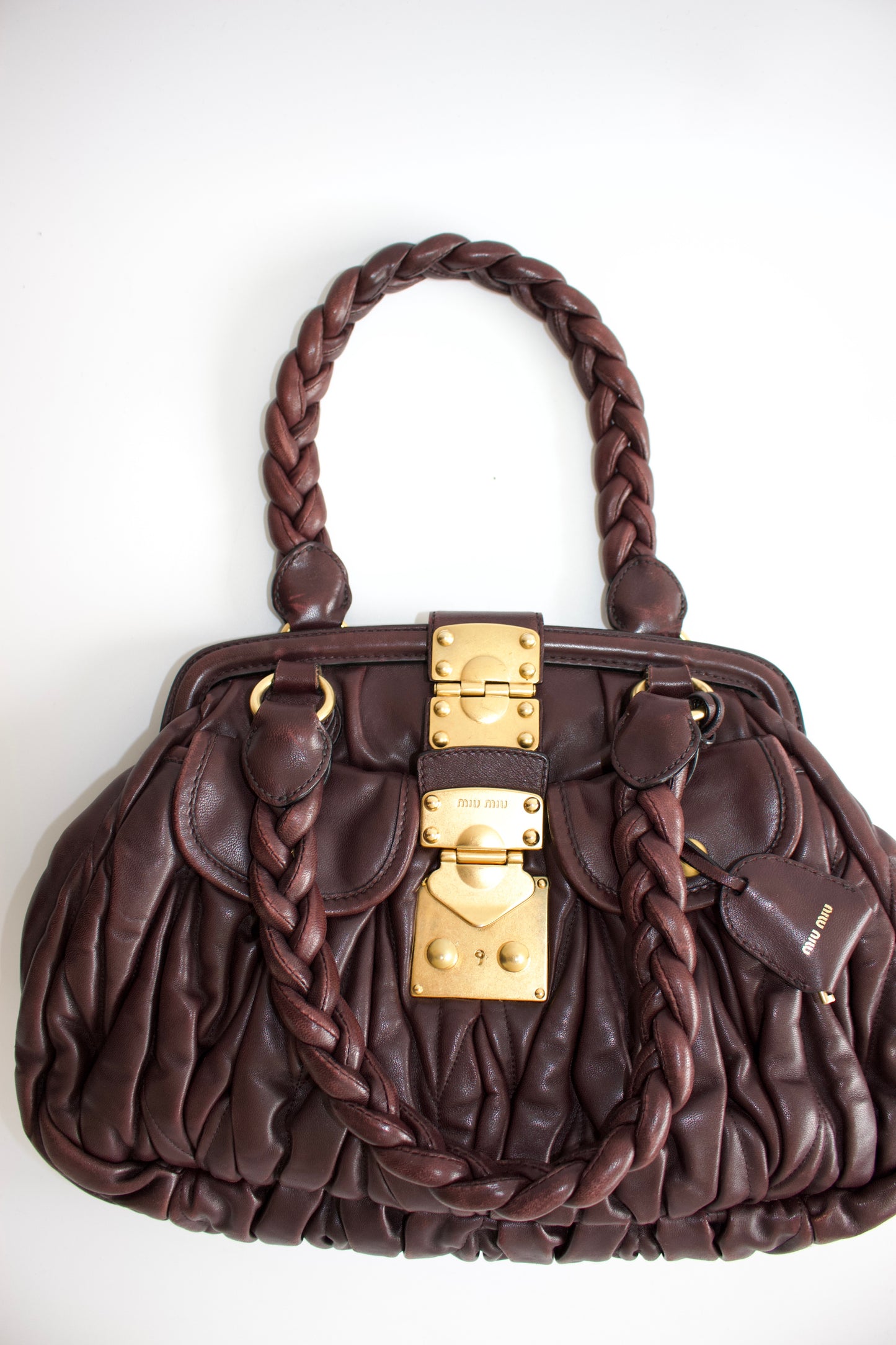 Miu Miu FW 2006 brown matelassé leather Coffer handbag