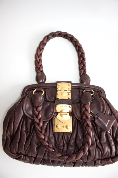 Miu Miu FW 2006 brown matelassé leather Coffer handbag