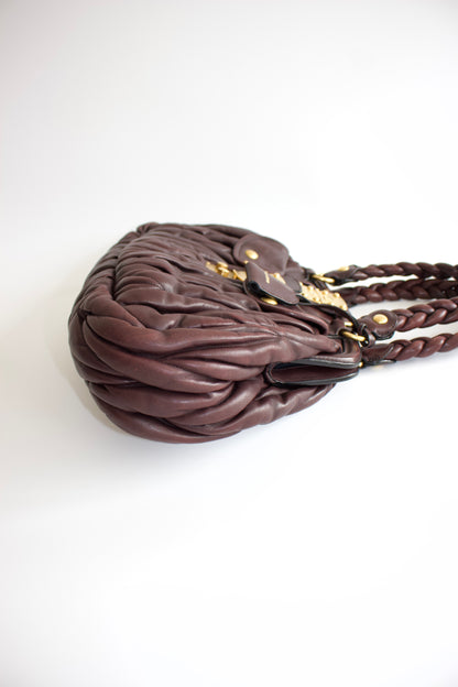 Miu Miu FW 2006 brown matelassé leather Coffer handbag