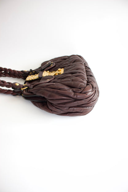 Miu Miu FW 2006 brown matelassé leather Coffer handbag