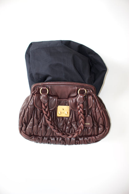 Miu Miu FW 2006 brown matelassé leather Coffer handbag