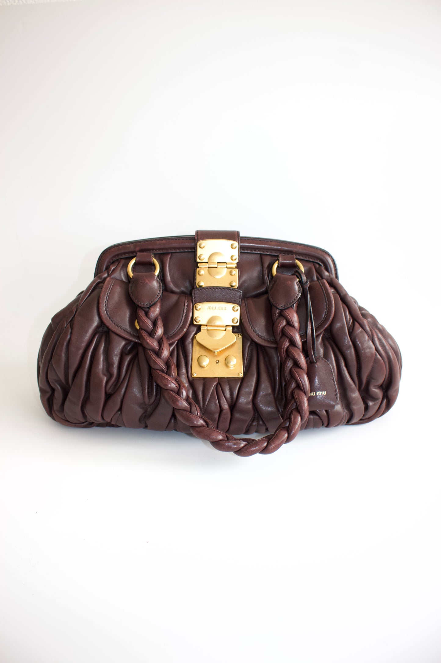 Miu Miu FW 2006 brown matelassé leather Coffer handbag