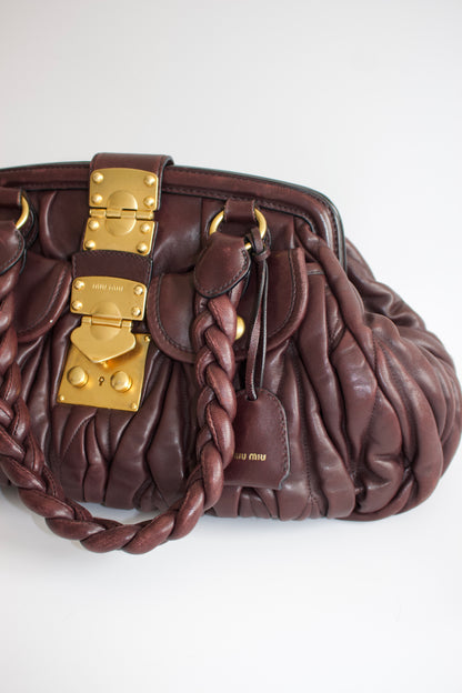 Miu Miu FW 2006 brown matelassé leather Coffer handbag