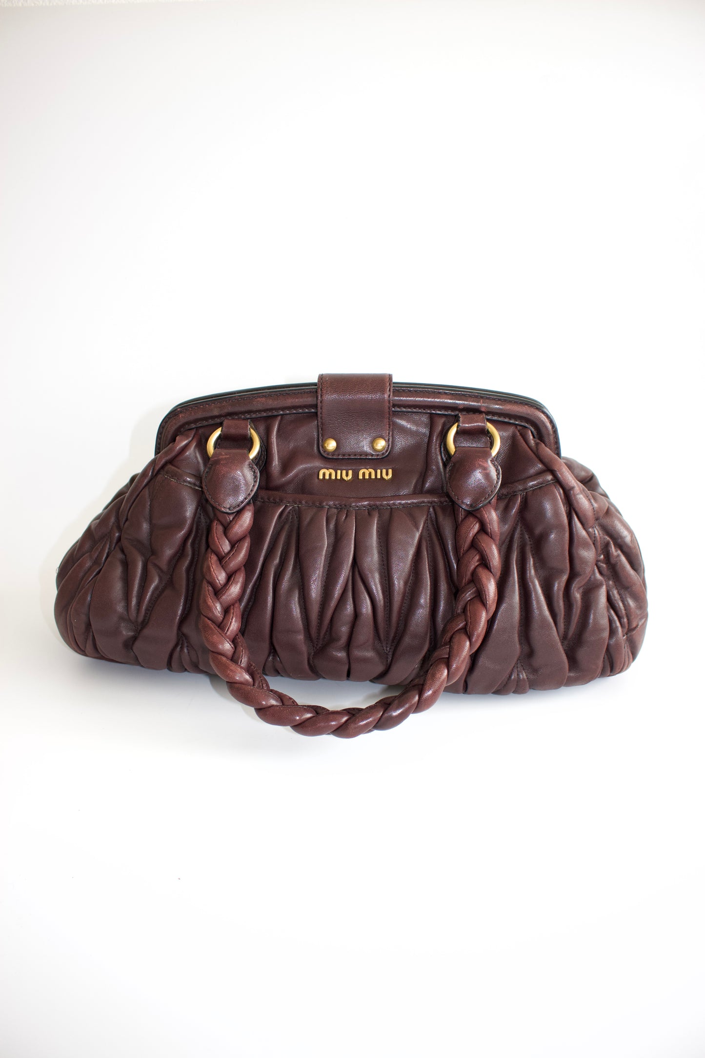 Miu Miu FW 2006 brown matelassé leather Coffer handbag