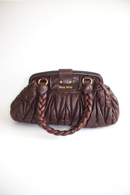 Miu Miu FW 2006 brown matelassé leather Coffer handbag