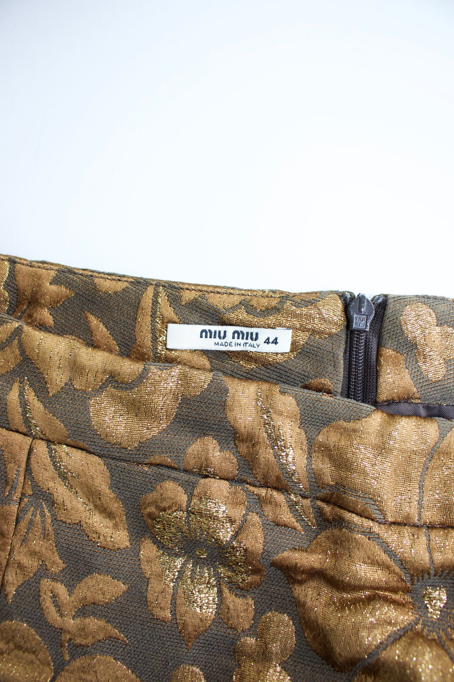 Miu Miu FW 2004 golden brocade skirt