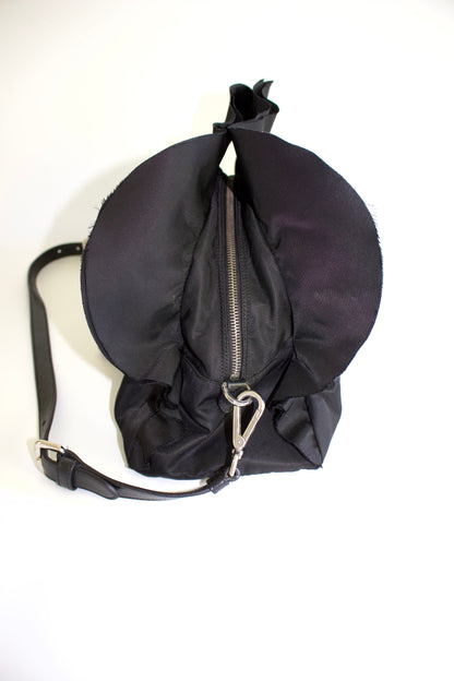 Prada FW 2008 black ruffled nylon crossbody bag