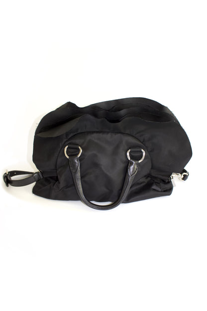 Prada FW 2008 black ruffled nylon crossbody bag