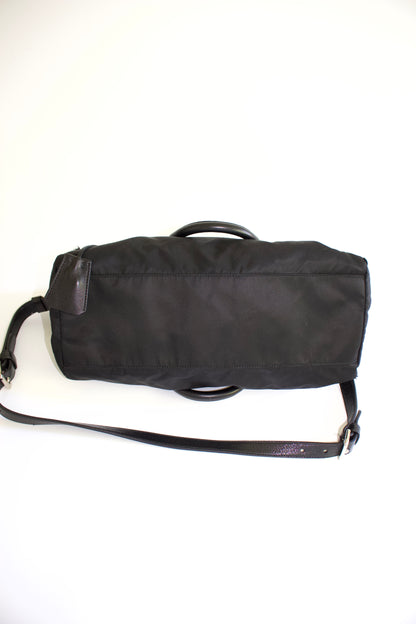 Prada FW 2008 black ruffled nylon crossbody bag