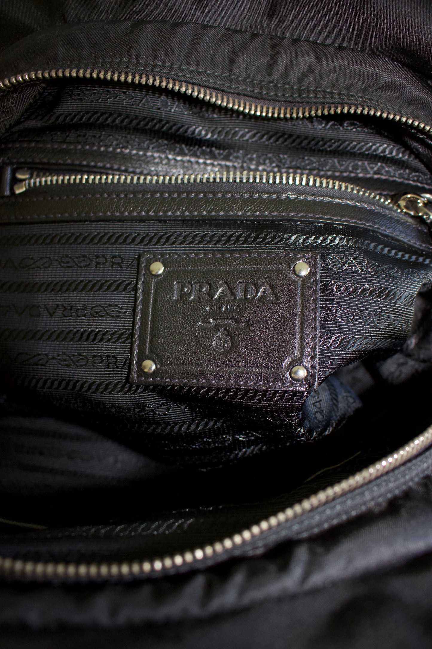 Prada FW 2008 black ruffled nylon crossbody bag