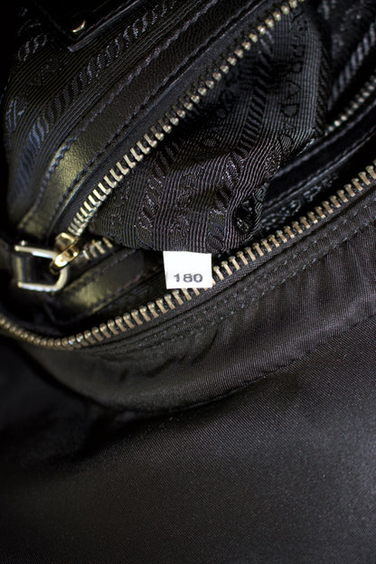 Prada FW 2008 black ruffled nylon crossbody bag