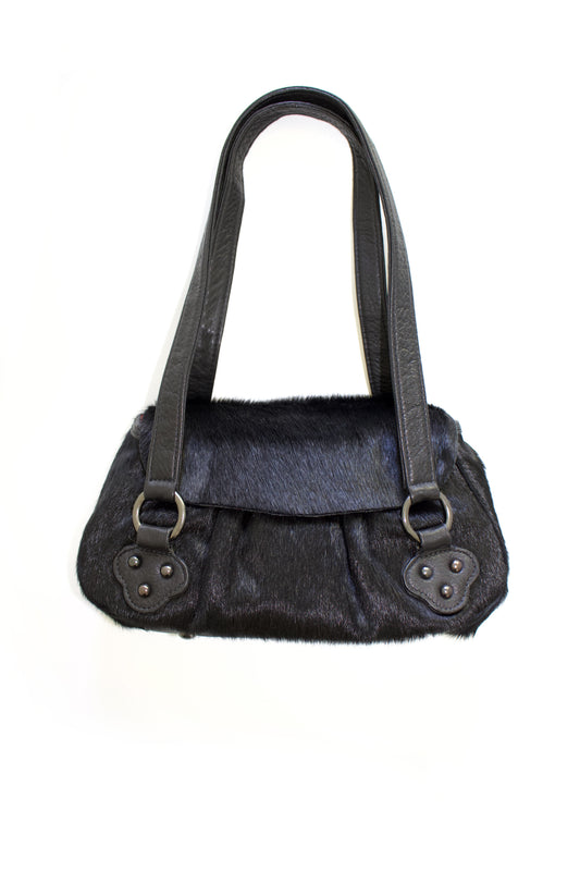 Christian Lacroix black cowhide shoulder bag