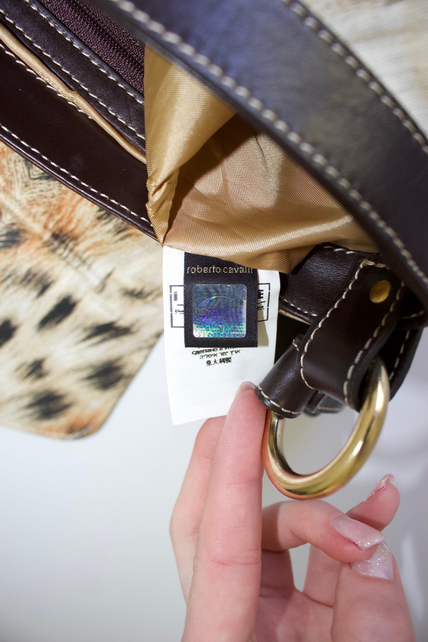 Roberto Cavalli 2000s animal print shoulder bag