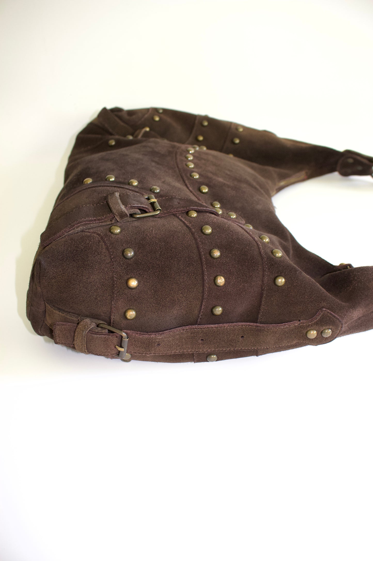 Roberto Cavalli 2000s brown suede hobo bag