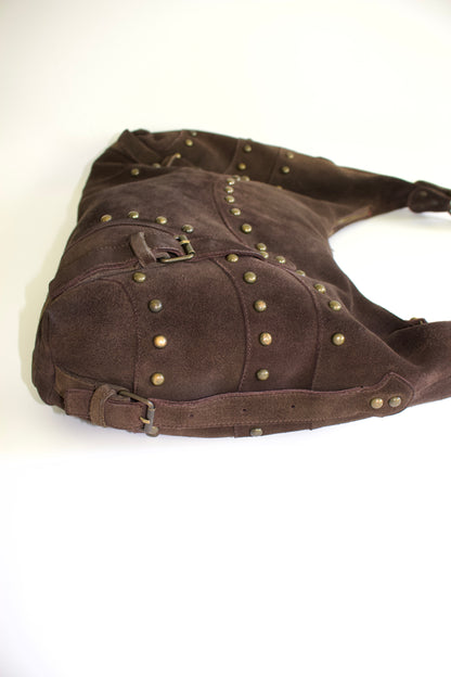 Roberto Cavalli 2000s brown suede hobo bag