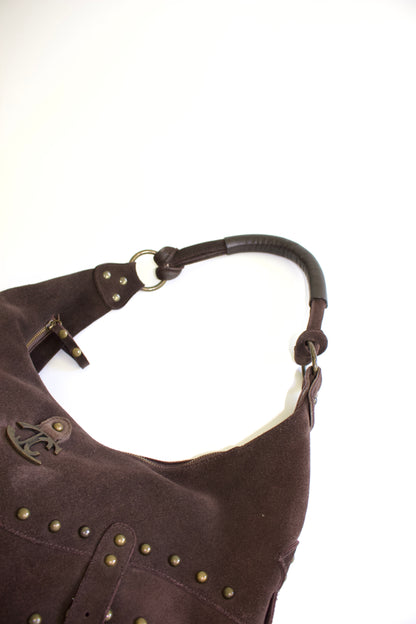 Roberto Cavalli 2000s brown suede hobo bag