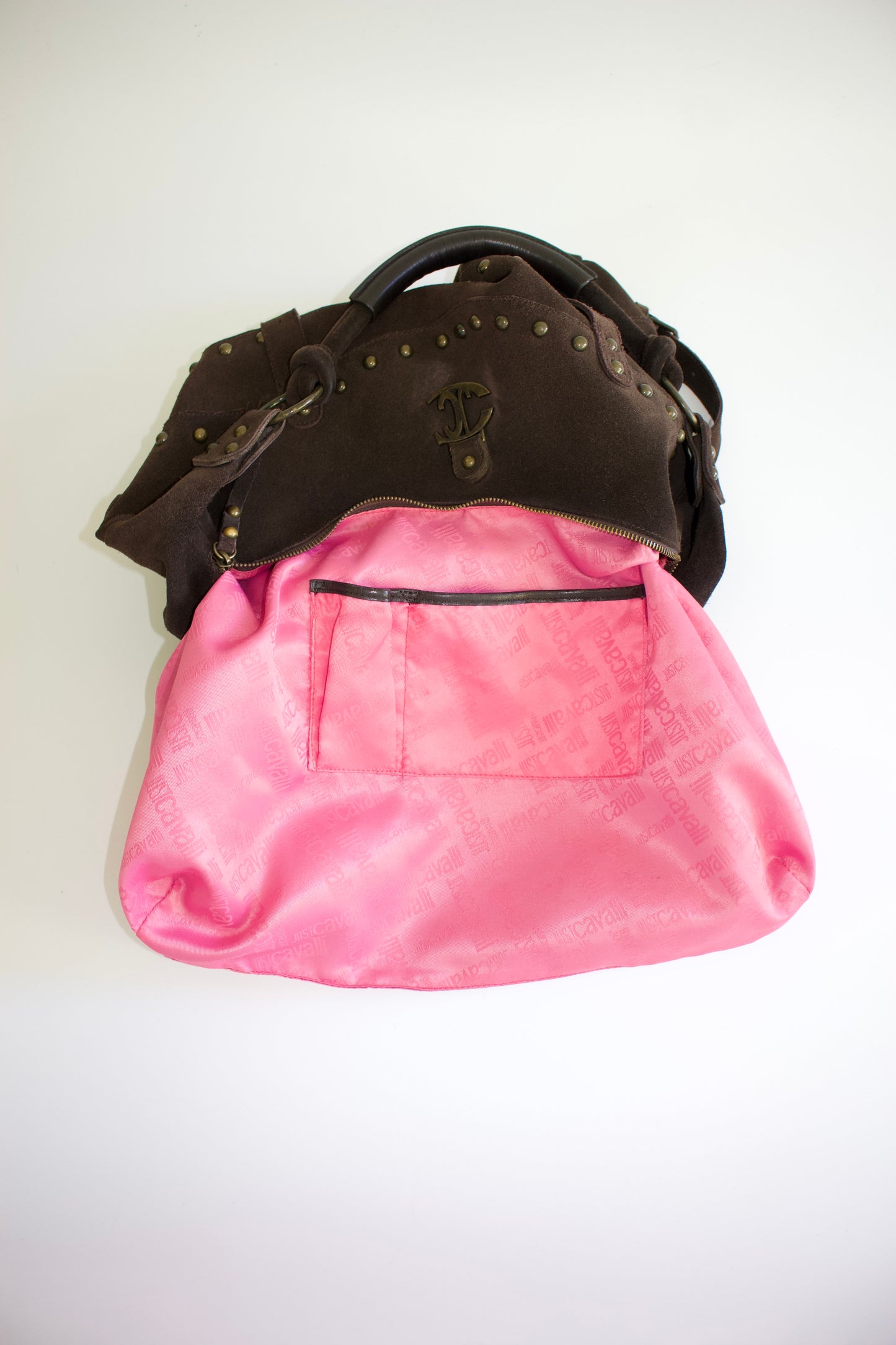 Roberto Cavalli 2000s brown suede hobo bag