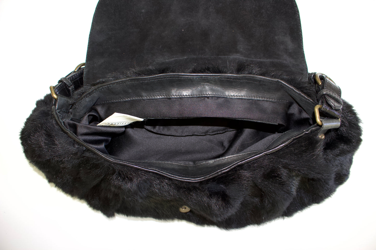 Roberto Cavalli 2000s black fur shoulder bag