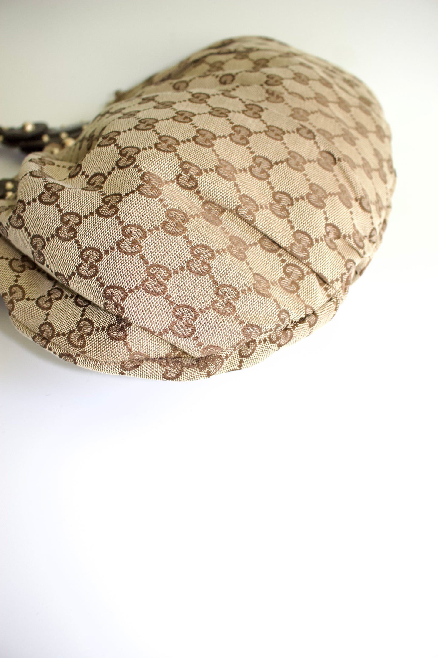 Gucci brown GG canvas studded Pelham shoulder bag