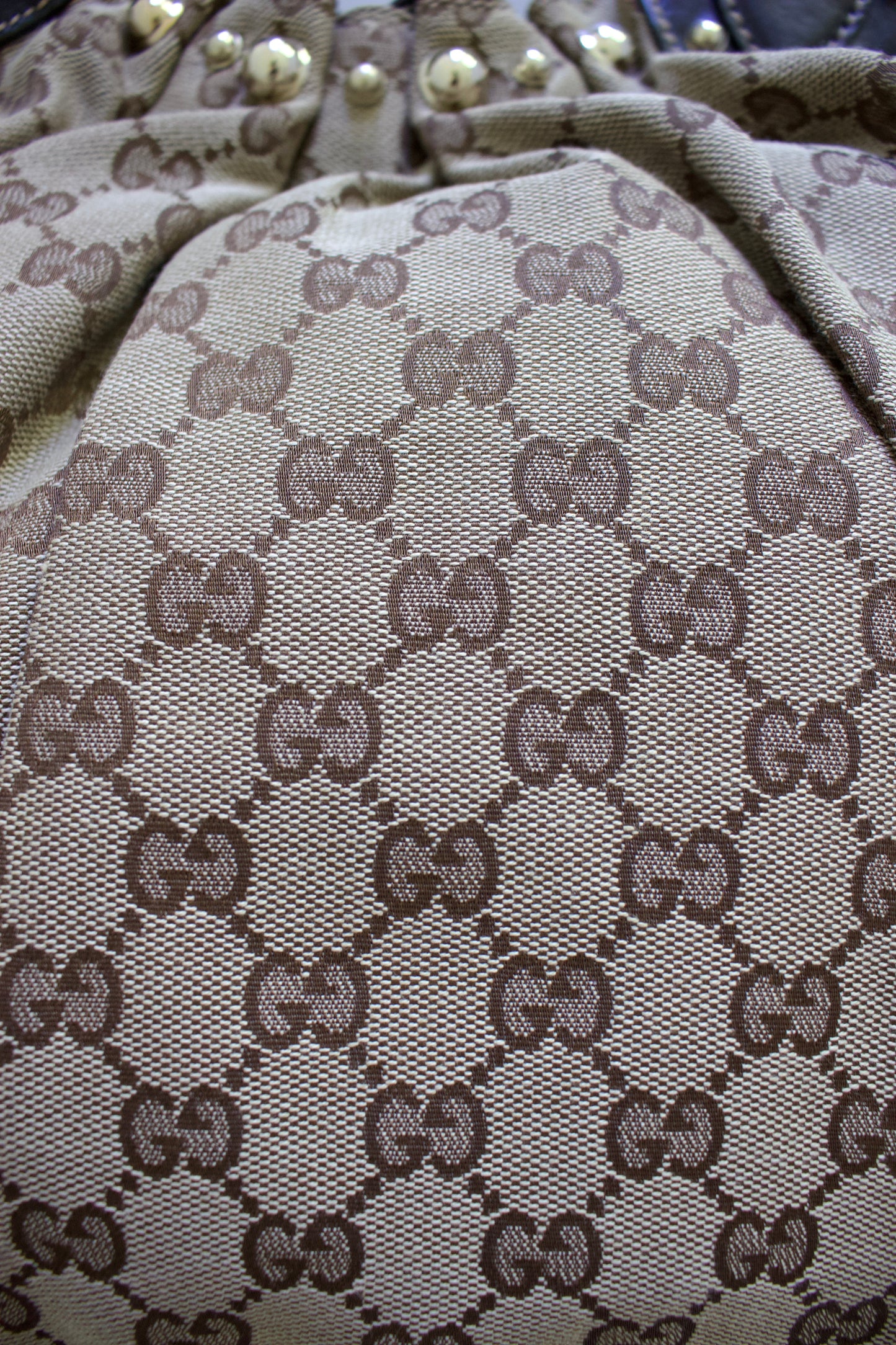 Gucci brown GG canvas studded Pelham shoulder bag