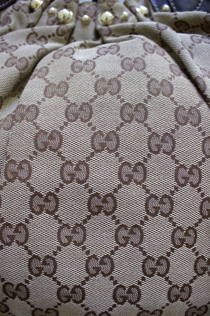 Gucci brown GG canvas studded Pelham shoulder bag