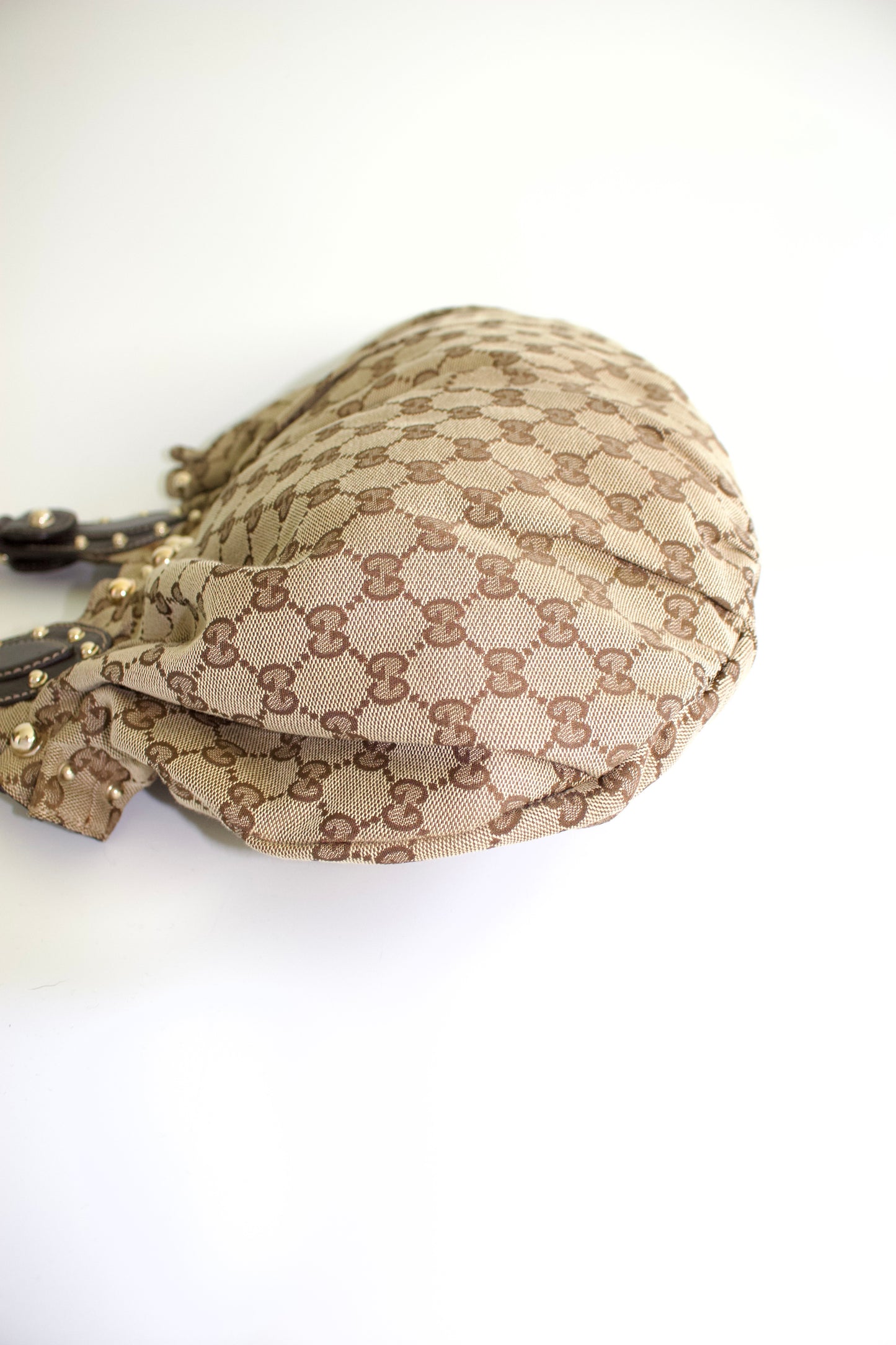 Gucci brown GG canvas studded Pelham shoulder bag