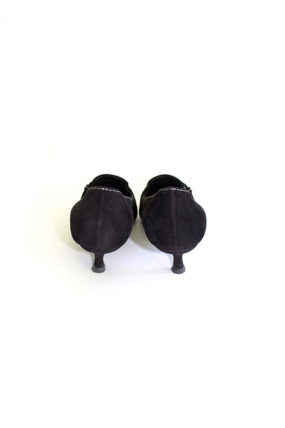 Prada SS 2002 black suede kitten heels
