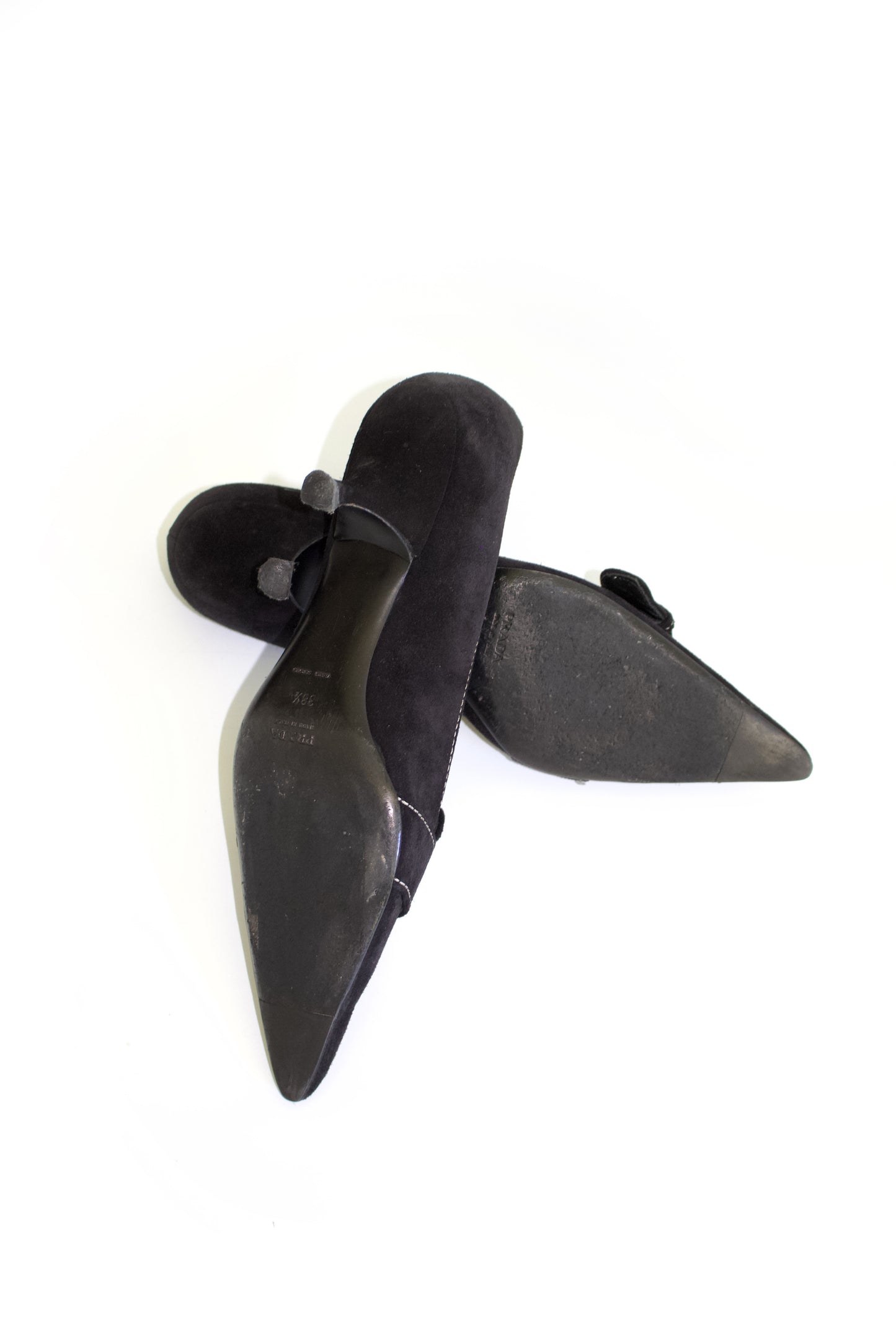 Prada SS 2002 black suede kitten heels