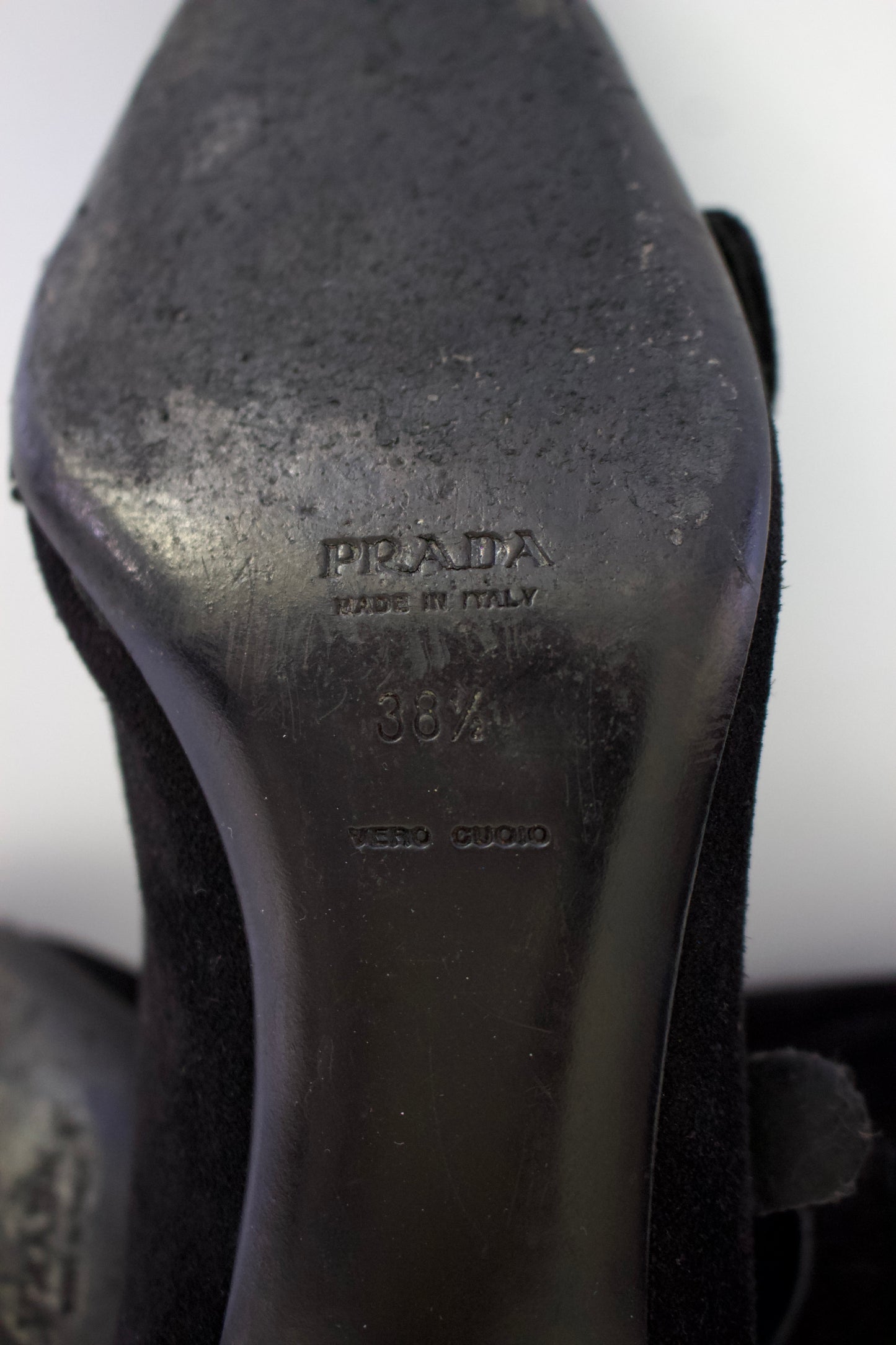 Prada SS 2002 black suede kitten heels