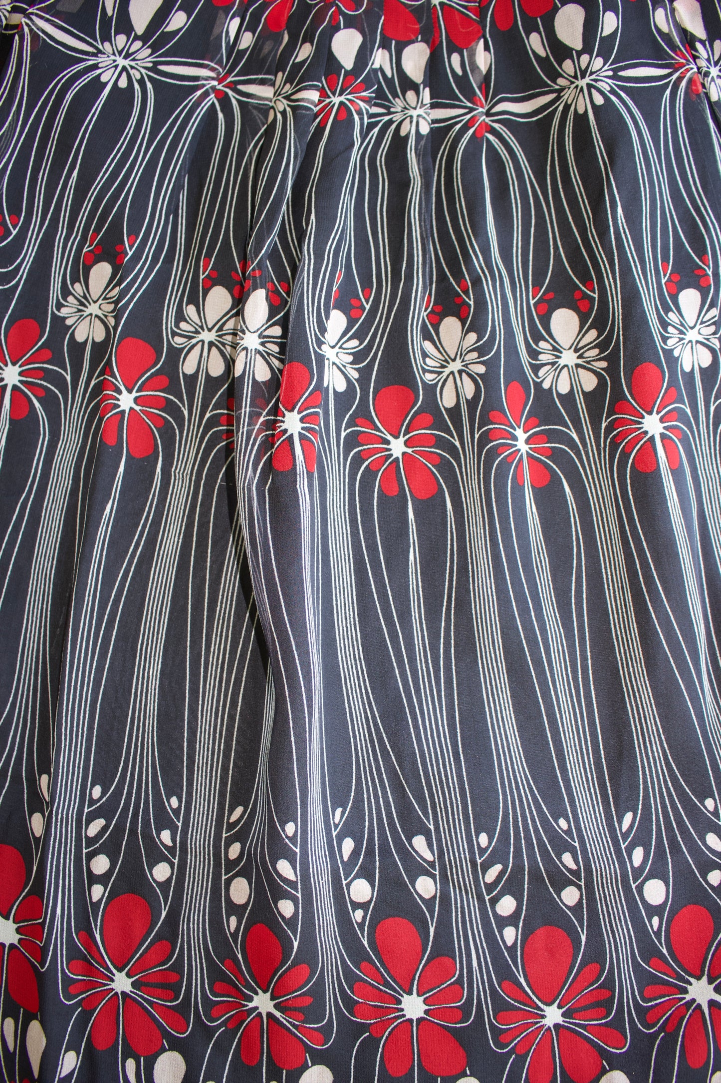 Miu Miu FW 2001 black and red floral silk skirt
