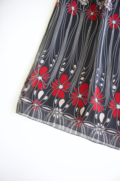 Miu Miu FW 2001 black and red floral silk skirt