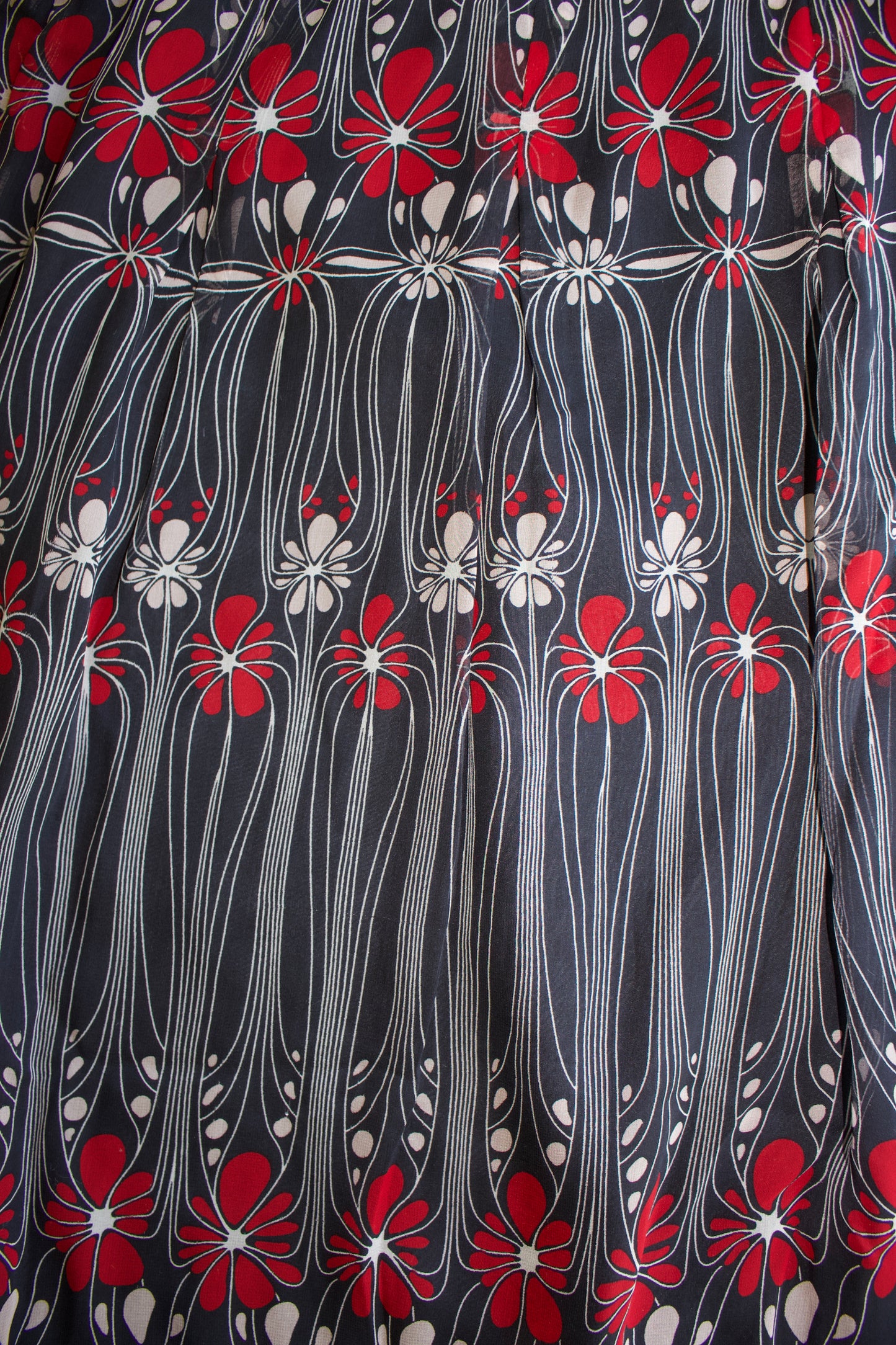 Miu Miu FW 2001 black and red floral silk skirt