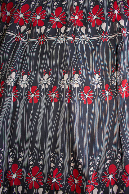 Miu Miu FW 2001 black and red floral silk skirt