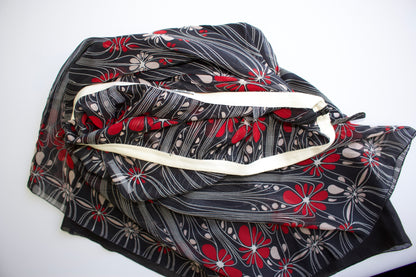 Miu Miu FW 2001 black and red floral silk skirt