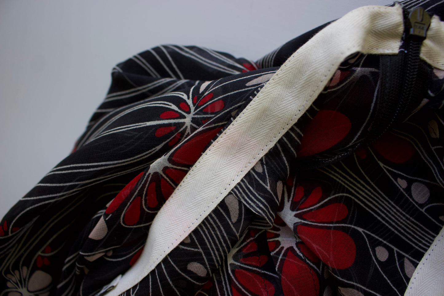 Miu Miu FW 2001 black and red floral silk skirt