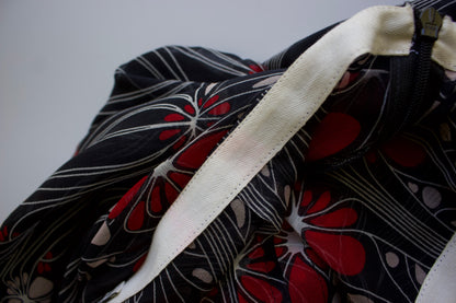 Miu Miu FW 2001 black and red floral silk skirt