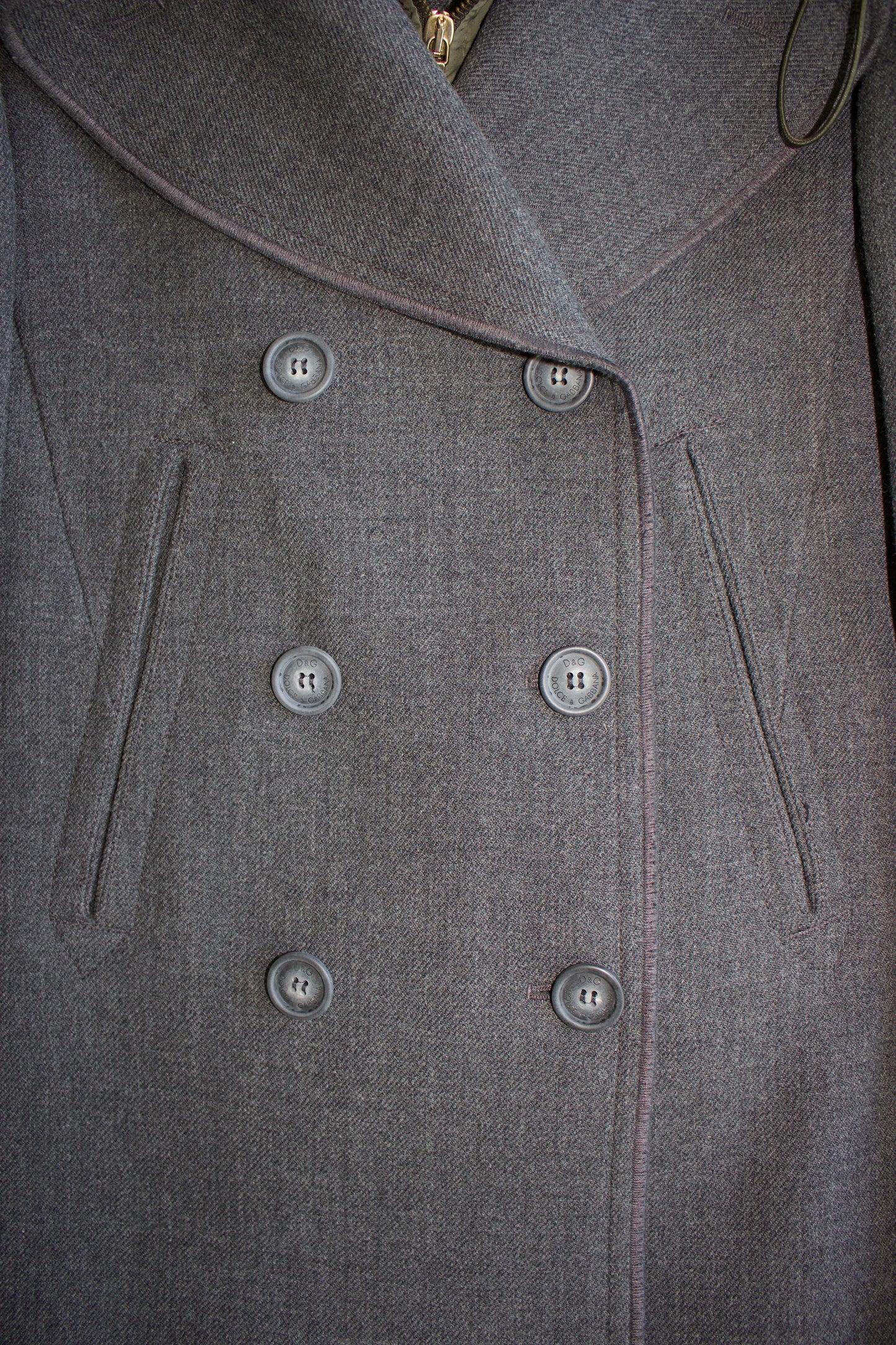 Dolce & Gabbana 2000s grey wool jacket with fur hood