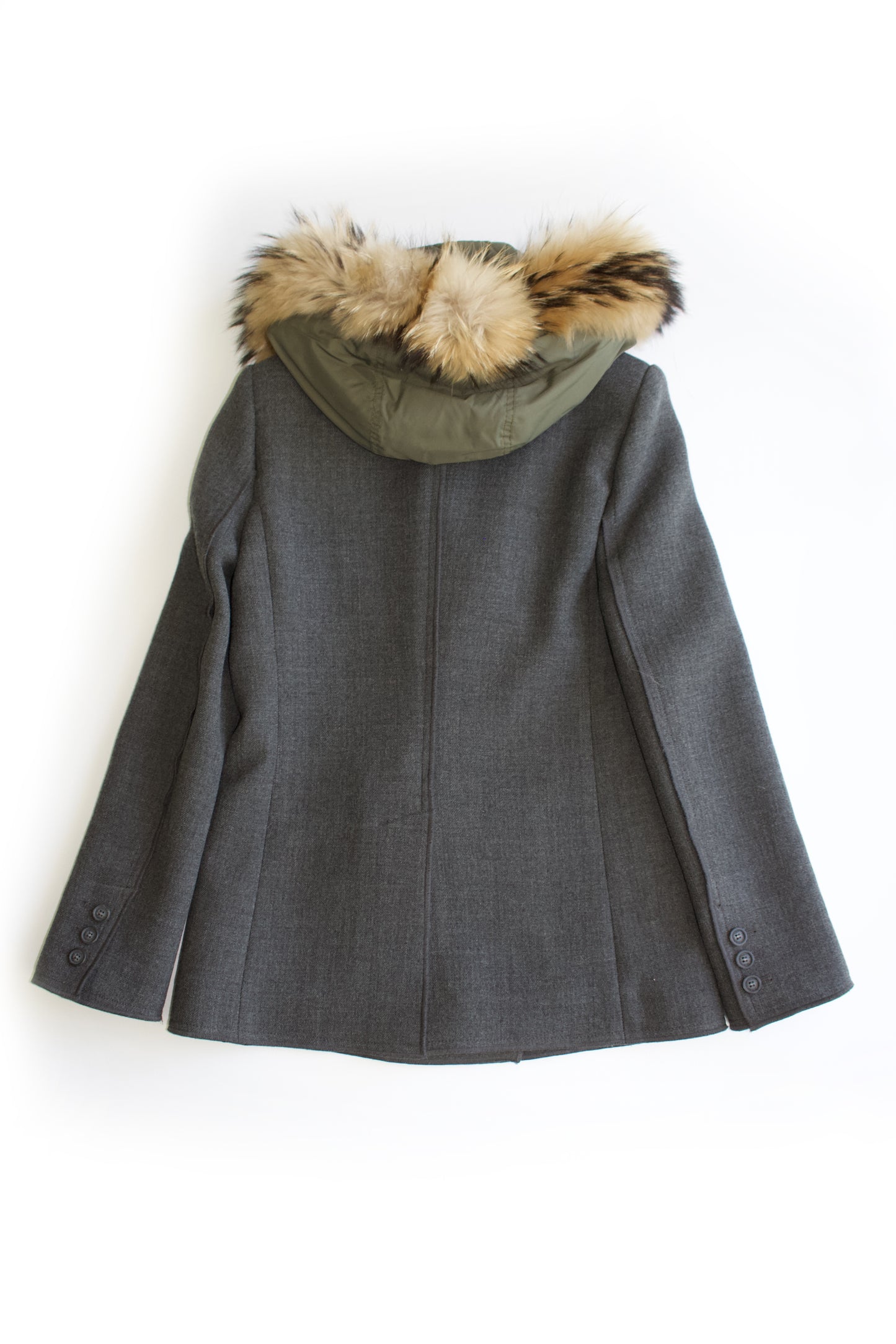 Dolce & Gabbana 2000s grey wool jacket with fur hood