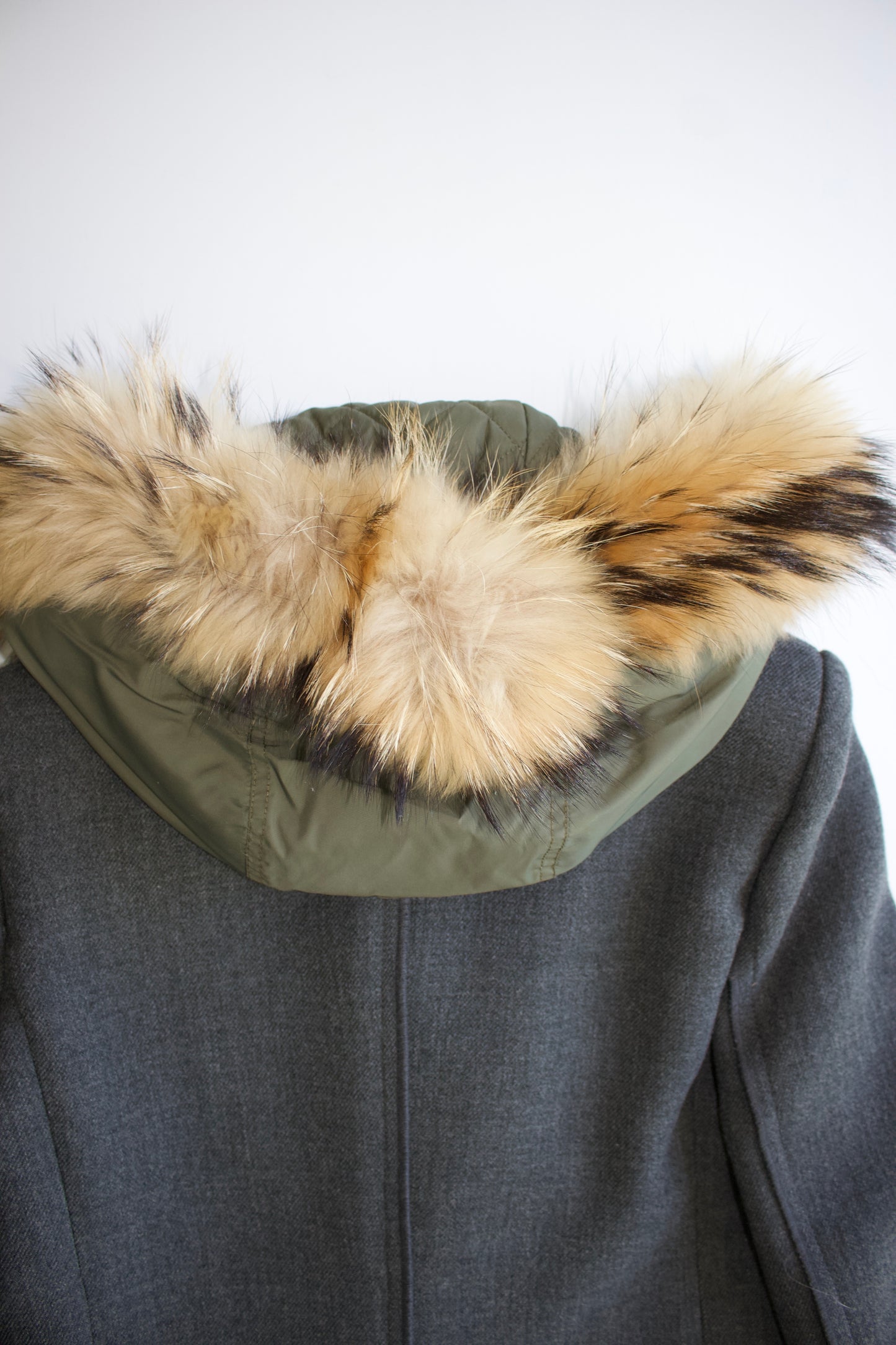 Dolce & Gabbana 2000s grey wool jacket with fur hood