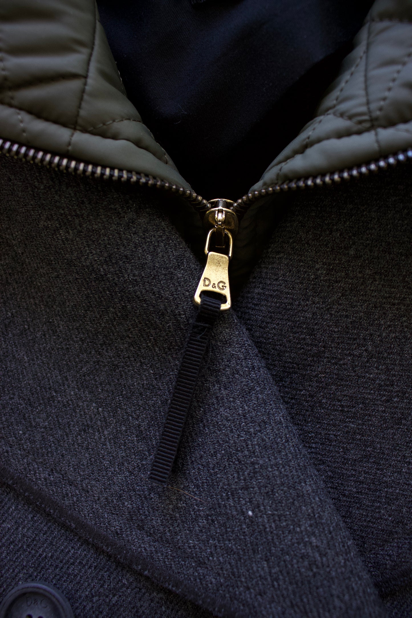 Dolce & Gabbana 2000s grey wool jacket with fur hood